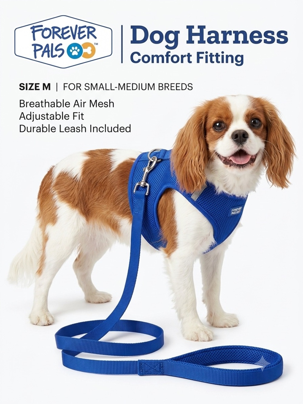 Forever Pals Royal Blue Small Pet Harness - Mesh Comfort